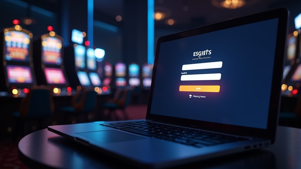 Ciemny ekran logowania do konta Slots Palace na telefonie i laptopie
